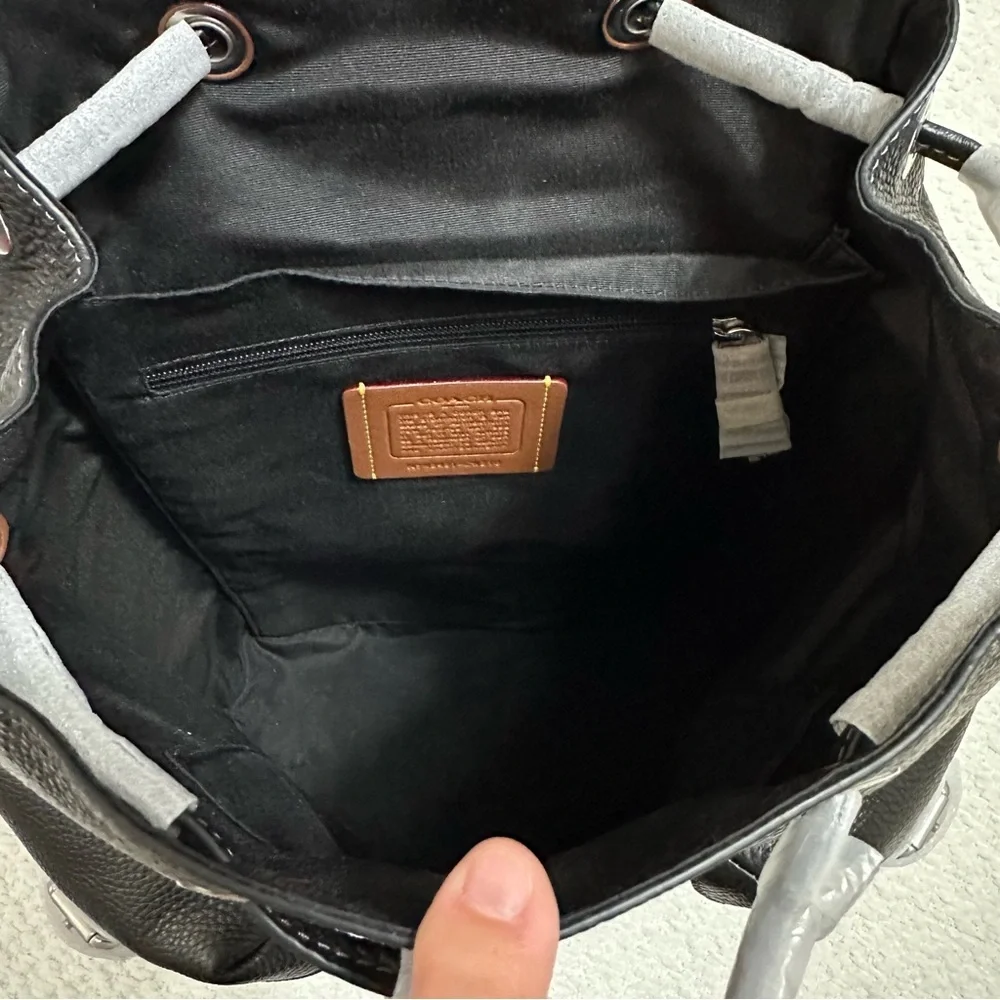 NWT Coach Warner Laptop Black Pebbled Leather Backpack Silver Hardware CW210